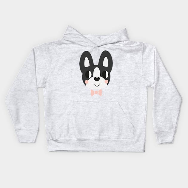 Boston Terrier With A Bow Tie Kids Hoodie by clairestamper